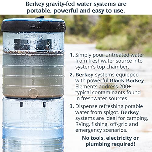 Travel Berkey Gravity-Fed Water Filter with 2 Black Berkey Elements–Enjoy  Potable Water While Camping, RVing, Off-Grid, Emergencies, Every Day at Home